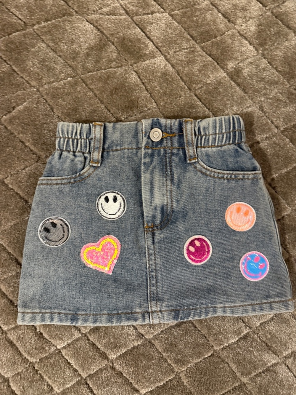 Hannah Banana Blue Denim Skirt with Elastic Waist